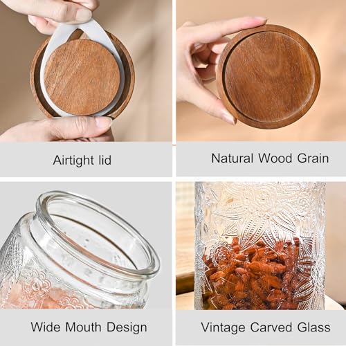 Adodeen Glass Storage Containers With Lids, Glass Jars With Lids, 32OZ - color: Bigonia-32oz