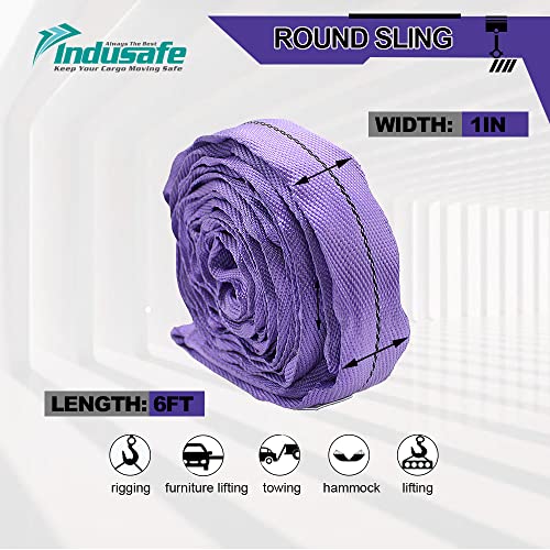 Purple Polyester Endless Round Sling Rigging Lifting Straps, 6 Feet Length, 2,600 lb. Vertical Capacity, 5,200 lbs Basket - color: 01 Purple - Vertical Capacity 2600LBS, size: 6ft