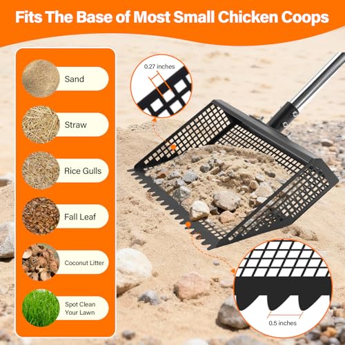 AsFrost 2-in-1 Chicken Poop Scooper & Rake for Chicken Coop