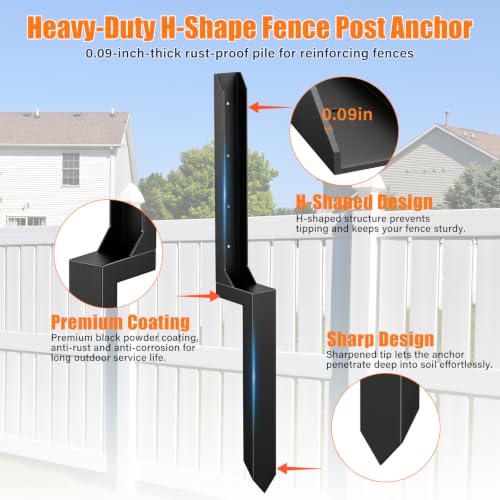 1 Pcs Fence Post Repair Kit,4×4/6x6 Fence Post Support,Heavy Duty Post Anchor Ground Spike with One-Piece Steel Anchor & Stakes for Repair Tilted, Broken Wood Fence Post - size: One-Piece