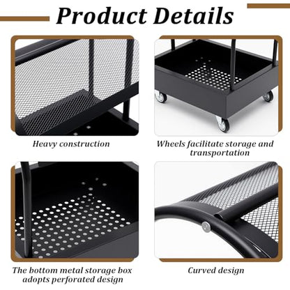 Metal Rolling Saddle Rack Cart with Basket Storage Box Built-in Grooming Organizer Fits Western English Saddles 360° Swivel Wheels Heavy Duty Caster for Tack Room, Bridle, Horse Lovers, Cowboy