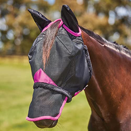 WeatherBeeta ComFiTec Deluxe Durable Mesh Mask with Ears & Nose, Black/Purple, Mini - color: Black/Purple, size: Mini