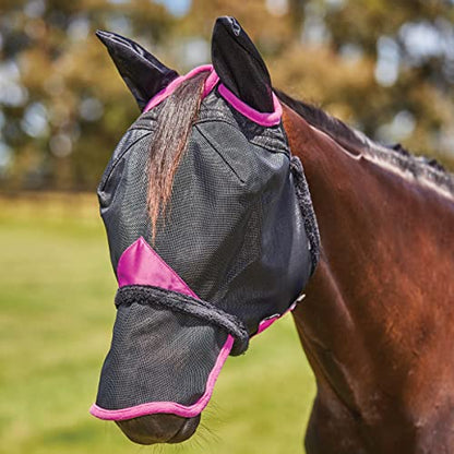 WeatherBeeta ComFiTec Deluxe Durable Mesh Mask with Ears & Nose, Black/Purple, Mini - color: Black/Purple, size: Mini