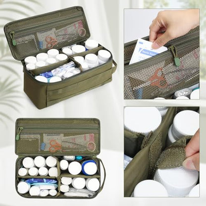 Travel Medicine Bag,Medication Pill Bottle Organizer Empty Case - color: Green