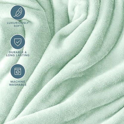 Bare Home Fleece Blanket Luxury Microplush (Full/Queen, Spring Mint) - color: 14 - Spring Mint, size: Full/Queen