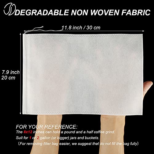HRX Package 50pcs Disposable Cold Brew Bags 8x12 in for Home Coffee Brewing | Fine Mesh Contains Grounds, Less Mess, Secure Drawstrings, Fits 1 or 2 Gallon Jars, for Coffee, Tea, Soups, Spices, and Herbs - size: 8x12 inch