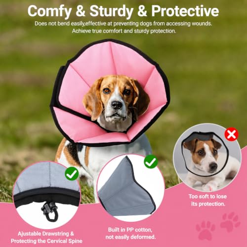 Soft Dog Cone Collar for Large Dogs After Surgery Adjustable - color: Pink, size: M (Neck Girth: 9.5-12.7in)