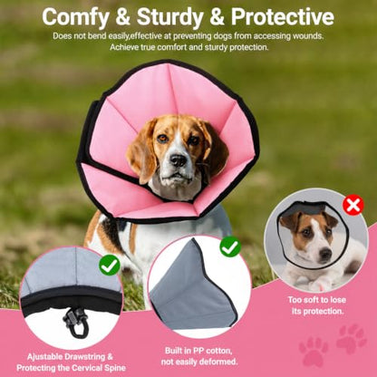 Soft Dog Cone Collar for Large Dogs After Surgery Adjustable - color: Pink, size: 2XL (Neck Girth: 15.7-21.2in)
