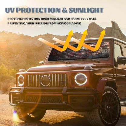 American Flag Eagle Car Windshield Sun Shade, 59" L x 31.5" W, UV Protection, Universal Fit - color: American Flag Eagle