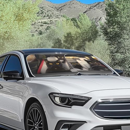Fashion Cats Car Sun Shade for Windshield Foldable Sunshade Front Window Cover Sun Visor Heat and UV Rays That Keeps Vehicle Cool Universal Vehicle Accessories 28.5 x 25.5 inches - color: Fashion Cats