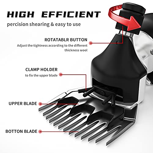 2026 Upgraded Sheep Shears 500W, Professional Electric Sheep Clippers, Farm Livestock Grooming Kit, 6 Speed Heavy Duty Electric Shears for Sheep Alpacas Goats Thick Coat Animals