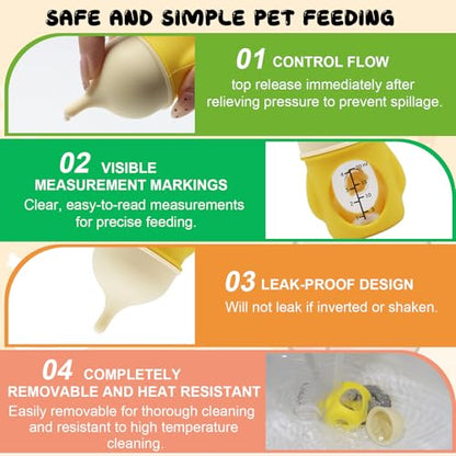 Pet Feeder Bottle Kitten Bottle Anti Choking Design(Yellow,20 ml) - color: Yellow