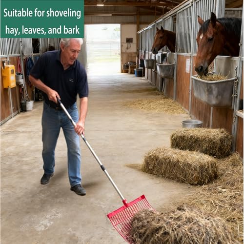 2 red hay Fork Heads, 18-Tooth Manure Fork Replacement Head, ABS Plastic - color: Red