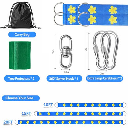 Safe Tree Swing Hanging Straps Kit, 3FT/10FT/15FT/20FT, Heavy Duty Holds 5500LBS Extra Long Adjustable Tree Swing Straps, Easy & Fast Way to Hang Any Swing or Hammock(10 FT) - color: Blue, size: 10FT