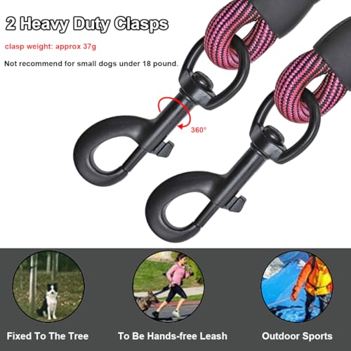 BTINESFUL 8/12/20/30/50/75ft Dog Tie-Out Long Tether Rope Dog Lead for Yard - color: Pink Black, size: 12 Foot