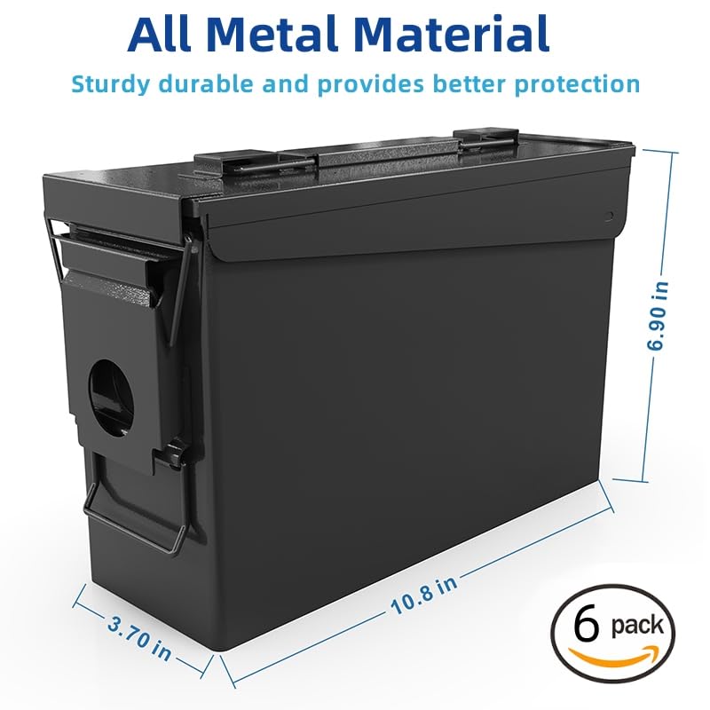 HARDROCK Metal Ammo Can, Ammo Box - color: Black, size: 30cal *6