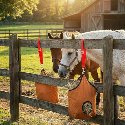 4Pcs Horse Bucket Strap Hangers Nylon Straps Hanging Feed Tack - color: Red