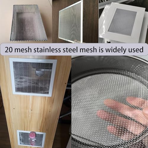 304 Stainless Steel Wire Mesh Screen,15.7" x 157.5", 20 Mesh 1mm Hole | Heavy duty rust-resistant mesh — sturdy and easy to cut, for attic vents, filtration, garden, cage, window and DIY. - size: 15.7" x 157.5"