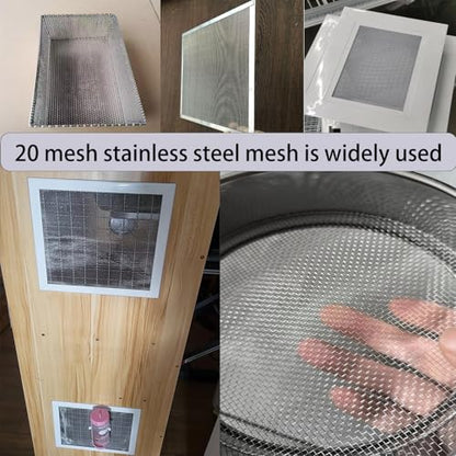 304 Stainless Steel Wire Mesh Screen,15.7" x 157.5", 20 Mesh 1mm Hole | Heavy duty rust-resistant mesh — sturdy and easy to cut, for attic vents, filtration, garden, cage, window and DIY. - size: 15.7" x 157.5"