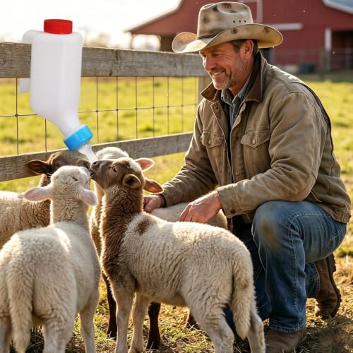 Lamb Bottle Goat Nipples 500ml Baby Goat Nursing Bottles & Replacement Nipples Hang Upside Down Livestock Milk Bottle Bottles for Fawns Sheep (4pcs Bottles & 4pcs Nipples) - color: 4pcs bottles & 4pcs nipples