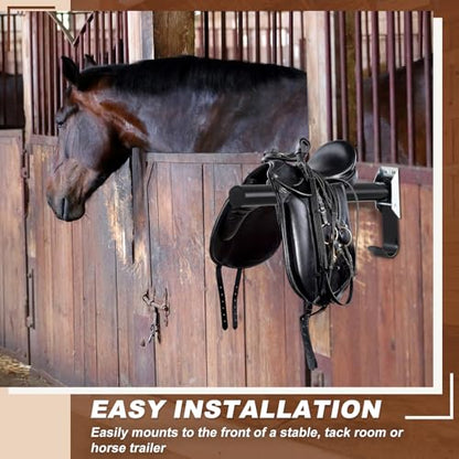 Abbylike 2 Pcs Folding English Saddle Rack Wall Mount Saddle Stand with Bridle Hook Portable Saddle Pad Rack, Fit English Saddle Bar Horse Tack Storage for Dressage Home Horse Blanket Stall Accessory