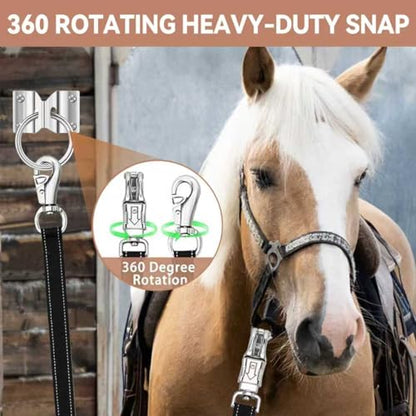 4 Pack Heavy-Duty Cross Ties for Horse - Adjustable Nylon Cross Ties with Panic Snap and Bull Snap (56.5"-98.4"), All-in-One Set with 4 Pack Tie Rings & 16 Matching Screws. (4 Pack-B) - color: 4 PACK-B