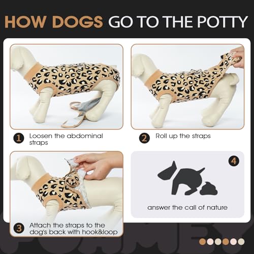 FUAMEY Dog Surgery Recovery Suit, Soft Breathable Neuter Suit for Male Dogs - color: Brown Leopard, size: Xs(back:8.3-11.4in,wt:4-7lbs)