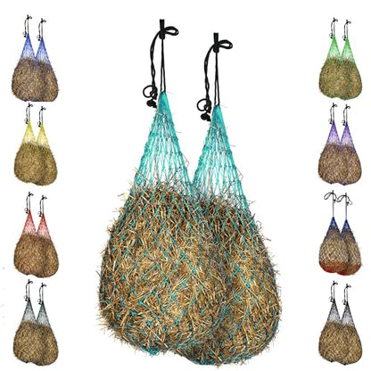Majestic Ally Hay Net, Set of 2, Length - 54”, Holes 3"x3" for Horses - color: Turquoise