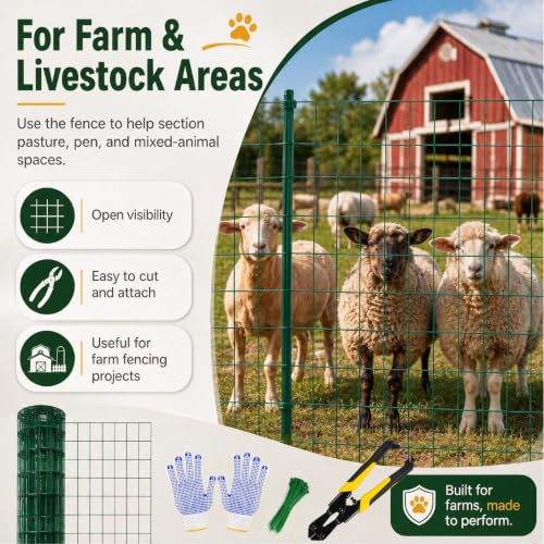 Green PVC Coated Welded Wire Fence 24 in x 100 ft, 16 Gauge 2 x 4 Inch Mesh Roll, Garden Fencing for Chicken Coop, Poultry, Yard, Pet and Plant Protection - size: 2"x4" 16GA 24"x100'-Green