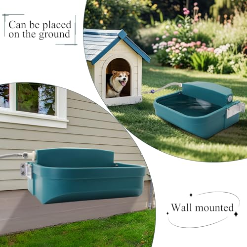 Automatic Water Dispenser for Large Dogs 8L Animal Drinking Water Bowl with Float Valve and Drainage Hole Livestock Animals Dispenser Waterer for Chicken,Horse,Calf,Dog,Goat (Green, With 79 Inch Pipe)