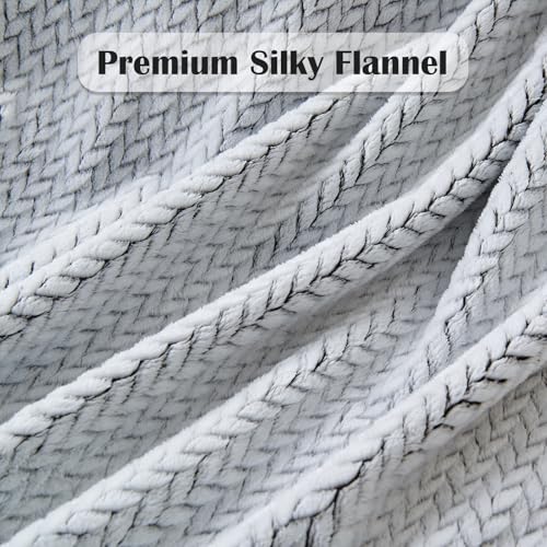 NEWCOSPLAY Fleece Leaves Pattern Twin Blanket, Frosty Dark Grey, 60"x80" - color: Frosty Dark Grey, size: Twin(60"x80")