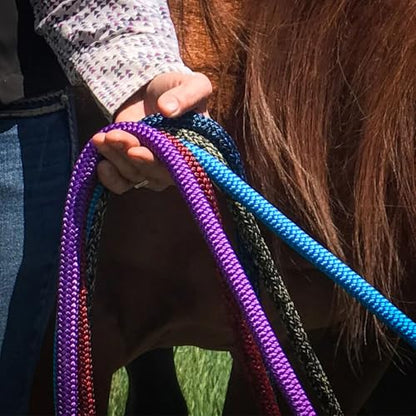 PARELLI 22 Foot Ground Training Rope - Strong Everyday Use All-Purpose Large Horse Lead Rope with Loop & Latigo Popper | 9/16" Diameter Smooth Yachting Braid, Blue Black Blend - color: Blue Black Blend