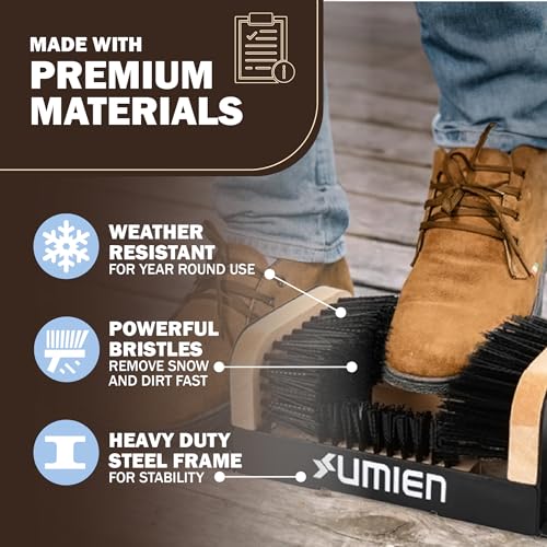 Umien Boot Scraper Outdoor Shoe Brush with Flaps, for Mud, Dirt & Snow | Heavy-Duty Outdoor Use, Weather-Resistant, Durable Bristles, Freestanding