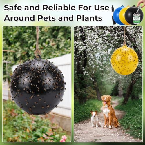 3 Pack Horse Fly Trap Balls, Sticky Coating and Brush for Outdoors
