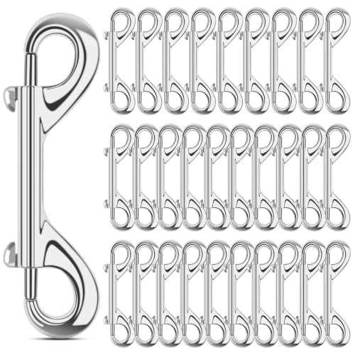 ERKOON 3.5 inch Double Ended snap Hooks,110lbs Metal Clips Load Capacity Zinc Alloy Double Sided Clips Heavy Duty Trigger Snap for Dogs Leashes/Water Bucket/Horse Feed/Hammocks Bolt snap - size: 30 Pack