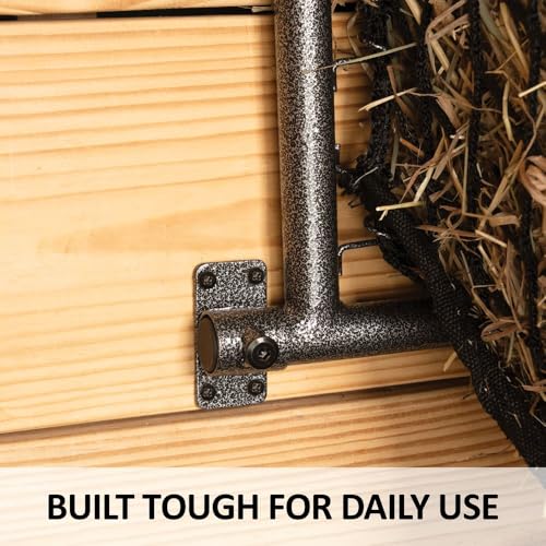 Schneiders Easy-Up Pro Fold-Up Hay Feeder Frame with 1.5" Knotless Net | Durable 4-Flake Horse Hay Feeder | Slow Feeding | Efficient Barn Chores | Color Gray Armor