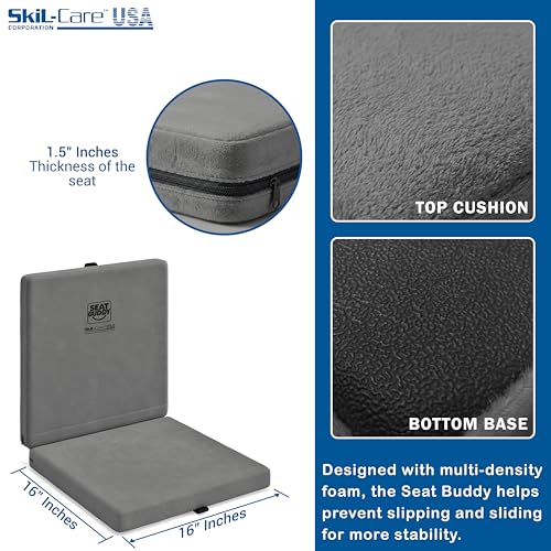 Skil-Care Seat Buddy Cushion, Foldable, 16x16, Grey Cozy Cloth, 914352 - color: Grey
