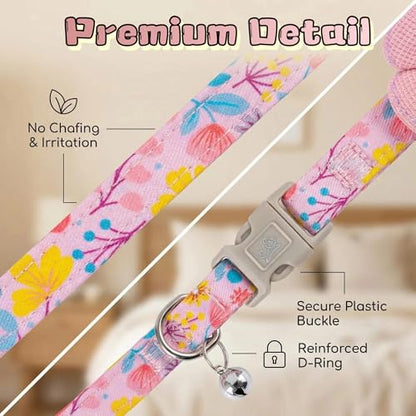 Floral Dog Collar with Bell and Flower, Cute Dog Collar for Puppy Small Medium Large Dogs, Pink Girl Dog Collar for Female/Male Dog Birthday Wedding Photo Props - size: M: for medium dogs
