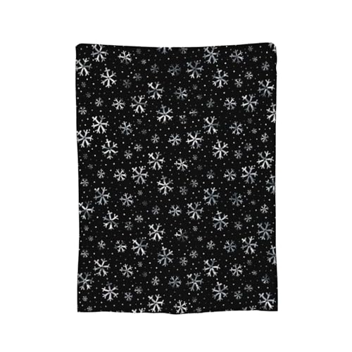 Winter Snowflakes Black Fleece Blanket Lightweight Ultra-Soft Christmas Throw Blanket for Sofa Couch Bed Camping Travel - Super Soft Cozy Microfiber Blanket 60"X50" - color: Winter Snowflakes(black), size: 60"x50"