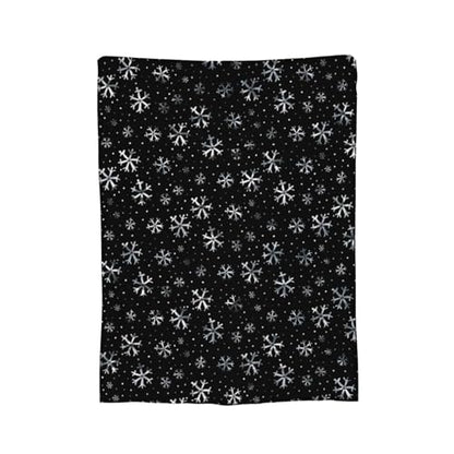 Winter Snowflakes Black Fleece Blanket Lightweight Ultra-Soft Christmas Throw Blanket for Sofa Couch Bed Camping Travel - Super Soft Cozy Microfiber Blanket 60"X50" - color: Winter Snowflakes(black), size: 60"x50"