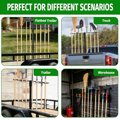 Utility Trailer Tool Rack,Trailer Racks for Lawn Equipment with 8 Tool Holes,Handle Tool Shovel Holder Rack for Truck,Heavy-Duty Landscape Accessories