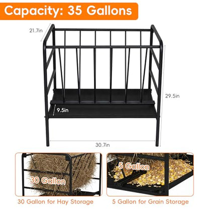 Hay Feeder, 35 Gallon Heavy-Duty Pasture Feeder