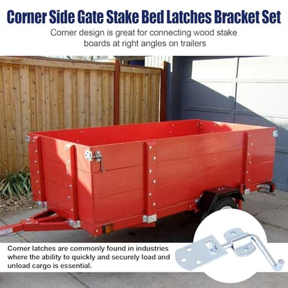 Corner Gate Latch Bracket Set fit Utility Trailer, Wood Security Rack Stake - size: 4.4 inches