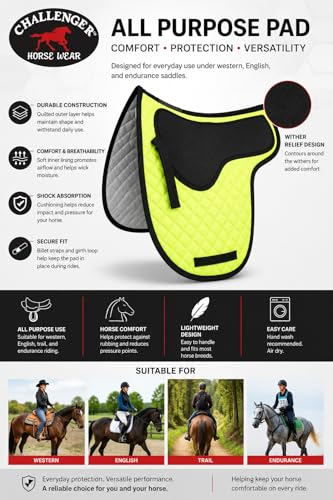 Horse English Quilted Contoured Padded All-Purpose Trail Saddle Pad 72184GR - color: Lime Green