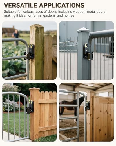 2 Way Farm Gate Latch, 2PC Heavy-Duty Fence Gate Latch with Self-Locking Nut, Black Livestock Gate Latch Compatible with Horse Corrals, Farms, Pastures, Stables, Ranches - size: 2PC
