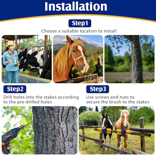 3 Pack Livestock Scratching Brush, Blue and Yellow - color: Blue and Yellow