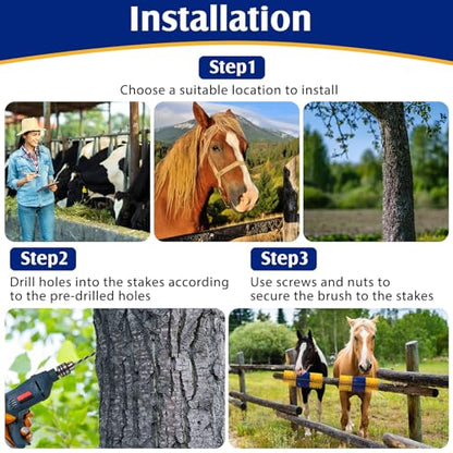 3 Pack Livestock Scratching Brush, Blue and Yellow - color: Blue and Yellow