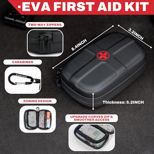 RHINO RESCUE EVA First Aid Kit Small Waterproof Travel Emergency Kit(Black) - color: Black