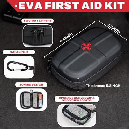 RHINO RESCUE EVA First Aid Kit Small Waterproof Travel Emergency Kit(Black) - color: Black
