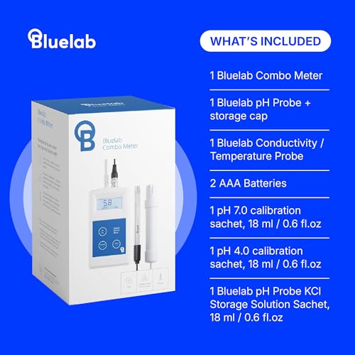 Bluelab Combo Meter for pH, Temperature & Conductivity in Water - Easy Calibration, Digital EC/TDS/PPM Tester for Hydroponics & Indoor Plants (METCOM) | Easy Calibration - Digital EC/TDS/PPM Tester for Hydroponics & Indoor Plants - METCOM - style: pH/EC/T